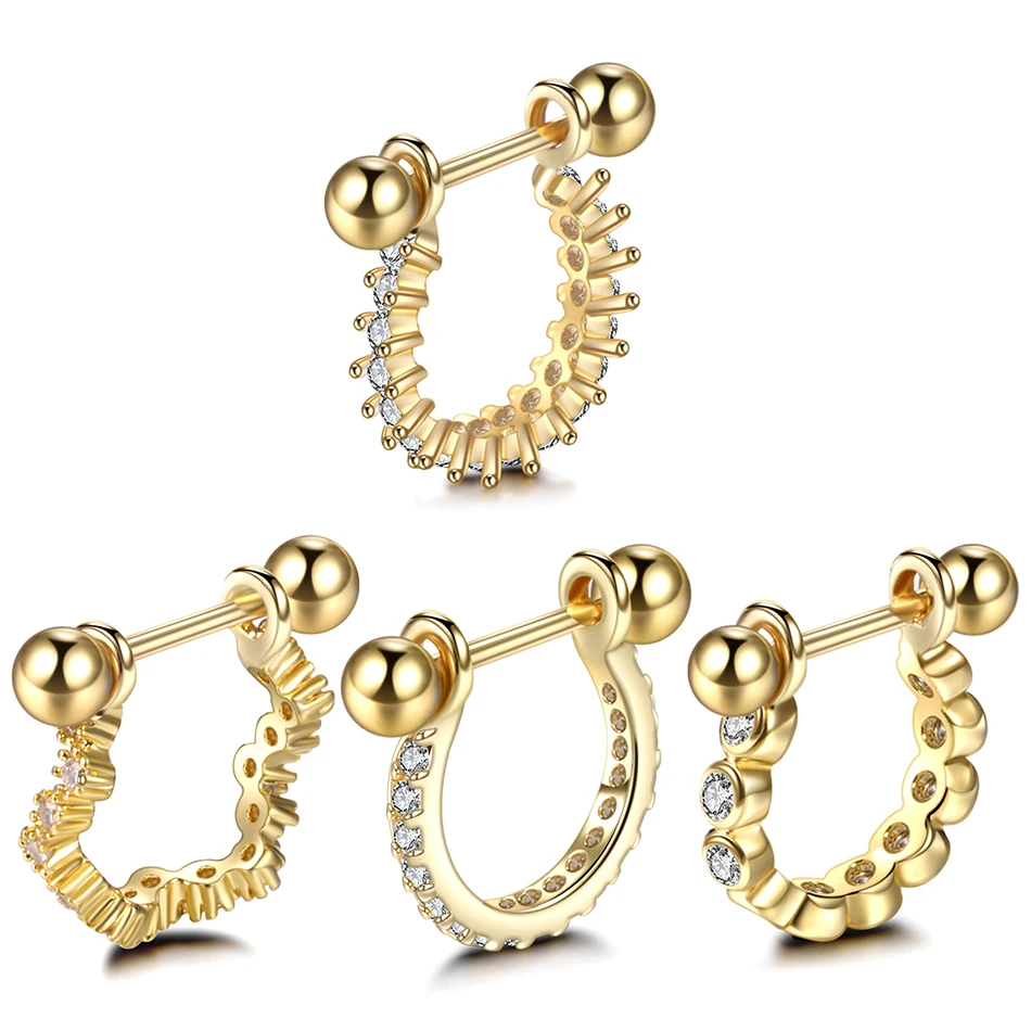

1Pc Copper Gold Color Nose Rings Earrings Piercings Gem Ear Studs Piercing Nariz Nipple Piercings Helix Barbell Body Jewelry