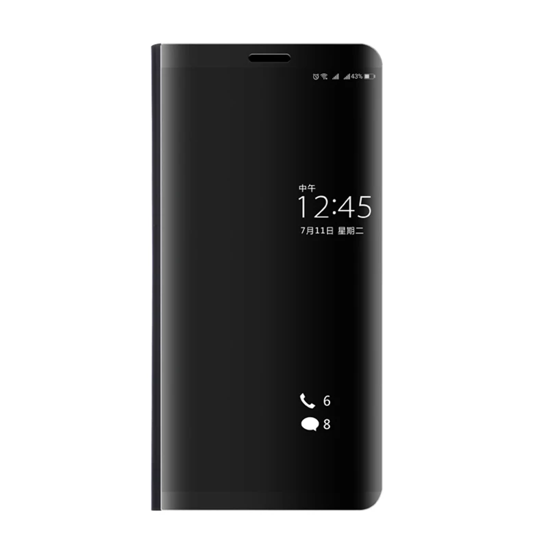 Зеркальный умный кожаный чехол для Huawei Honor 7C 7S 8X8 S 8A 8C 9N 9i 10i 20i View 20 10 Lite Play LND-L29 Funda Smart Stand - Цвет: Black