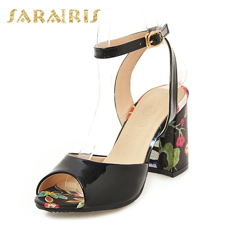

SARAIRIS Brand New Plus Size 31-46 Ladies High Heels Print Women Shoes Woman Casual Party Ol Summer Sandals Female Shoes