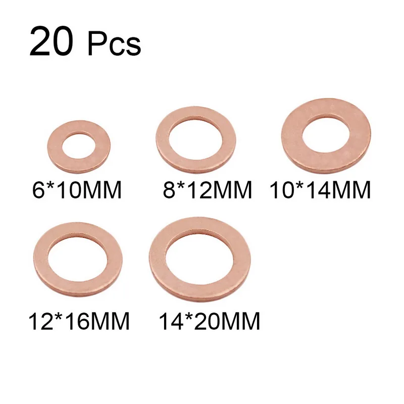 20 шт. одноцветное медь шайба плоское уплотнительное кольцо Заглушка масло для лодка давка прокладка уплотнение фиттинги крепёж аппаратные средства инструмент интимны