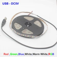 5 м USB светодиодный светильник 5 в 3528 1 м 5 м теплый холодный белый розовый зеленый синий красный SMD ленточный потолочный светильник для шкафа водонепроницаемый