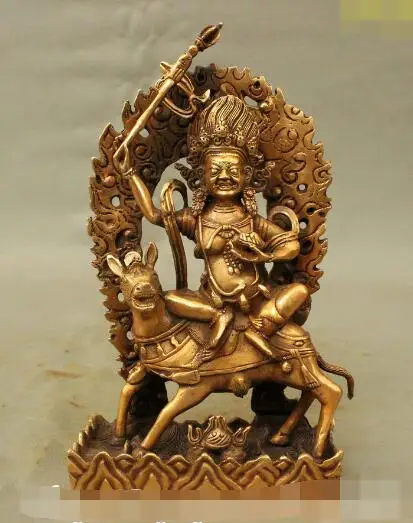 

S4527 10" Tibet Buddhist Bronze Gilt Palden Lhamo Deity Protector Buddha Horse Statue