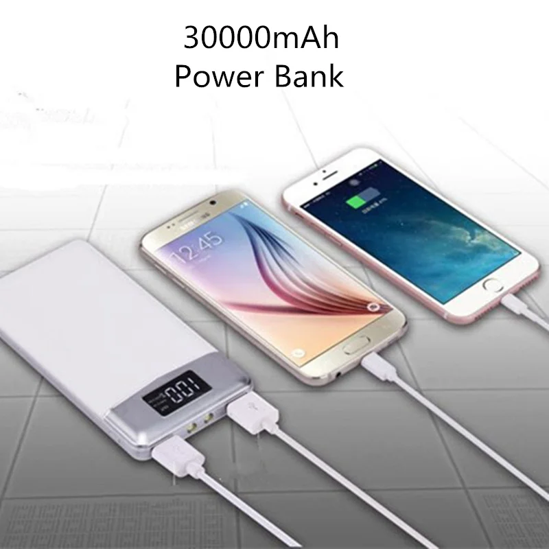 

For iPhone X 8 LCD 30000mAh QI Wireless Charger 2A Dual USB Power Bank For Samsung S9 Battery Charger 5W Wireless Charging Pad