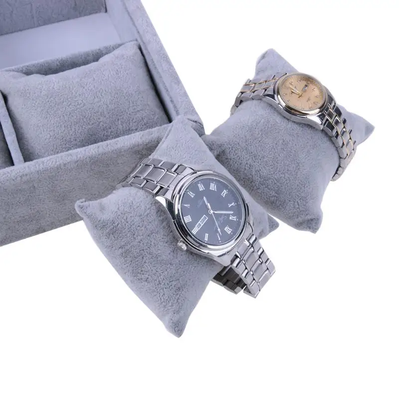 12 Сетки стекаются часы шкатулка для часов браслеты, ювелирные изделия хранения коробки организатор подарки коробка черный, серый цвет 2018