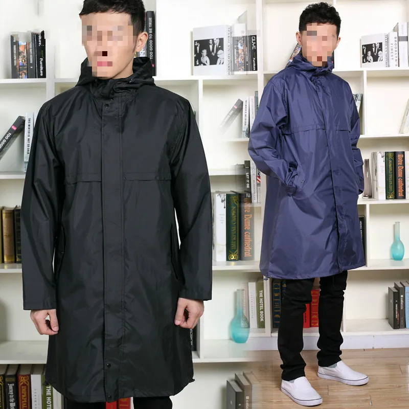 Blue&Black 100 Top Quality Polyester Trench Raincoat Men Windbreaker