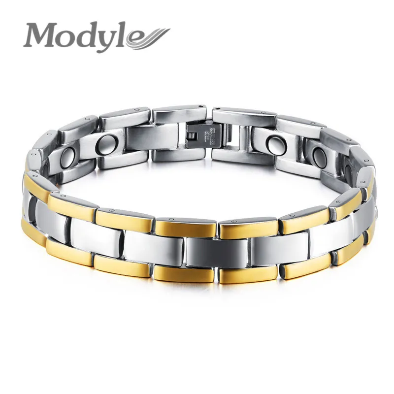 

Modyle Drop-Shipping Mens Bio Energy Magnetic Theraphy Bracelet Stainless Steel Chain Link Adjustable Length
