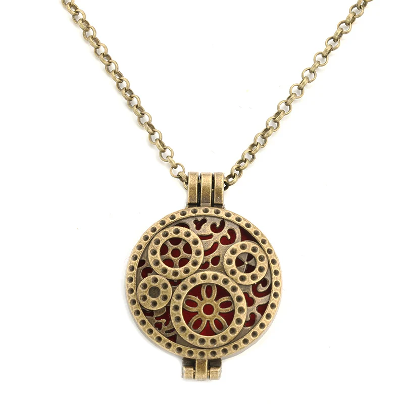 

MODKISR Send A Gift ! High Quality 30mm Retro fashion Essential Oil Diffusing Necklace Trendy Time Wheel Aroma Locket Pendant