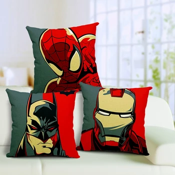 

Hot Sale Pillow Covers Creative Hero Pattern Batman/Spider-Man/Iron Man45X45CM Linen Pillow Cover \ Home Decorative cushion case