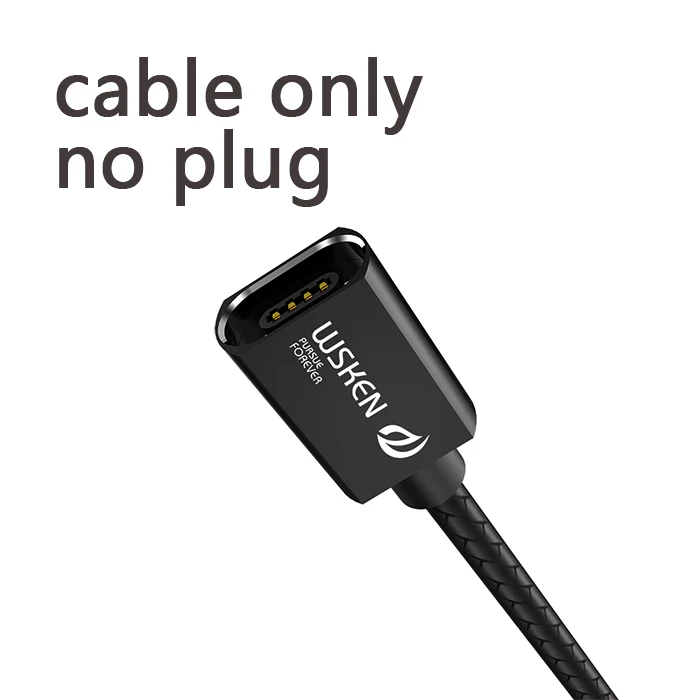 WSKEN кабель Micro USB Магнитный зарядный кабель для iPhone Xs Max Xr type C USB C Быстрая зарядка данных для samsung S9 Note8 S8 type-C - Цвет: cable only no plug