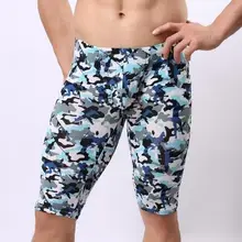 Нижнее белье из хлопка и спандекса мужские длинные мужские боксеры армейский зеленый камуфляж мужские трусы средняя талия мужское домашнее Мужское нижнее белье, боксеры