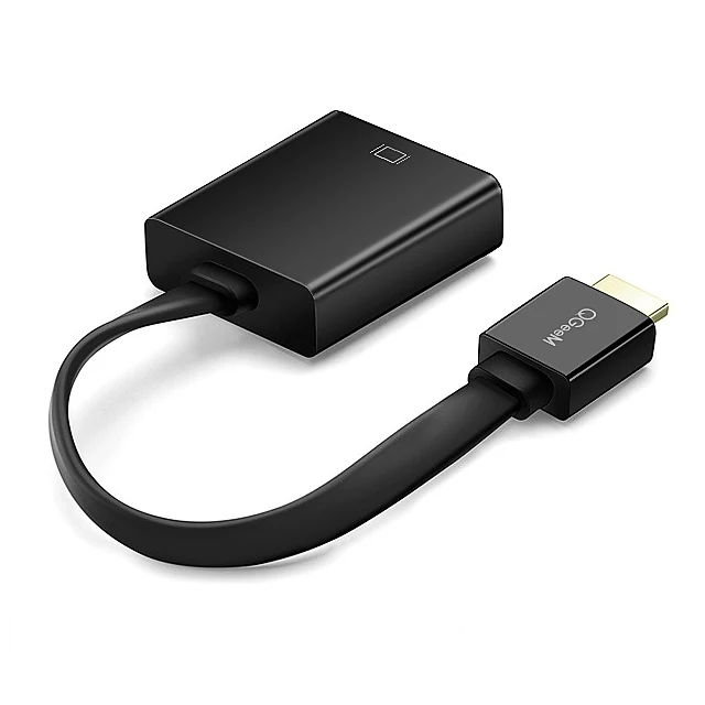 QGeeM HDMI в VGA адаптер цифро-аналоговый видео аудио конвертер Кабель HDMI VGA разъем для Xbox 360 PS4 ПК ноутбук ТВ коробка - Цвет: FLAT  NO ANY BLACK