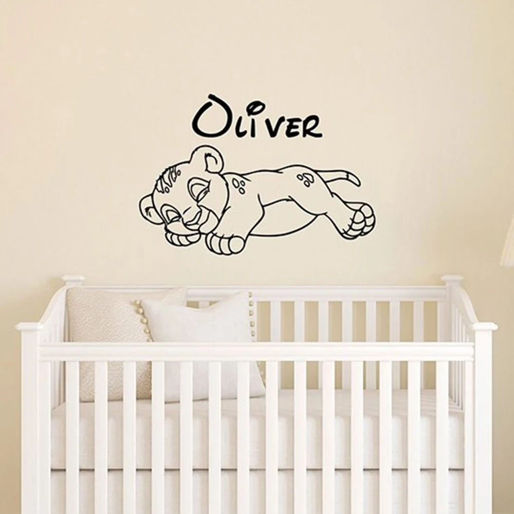 

Custom Name Wall Stickers Lion King Home Decor Art Wall Decals Animal Room Sticker Children Room Decal Lion Boy Girl B535