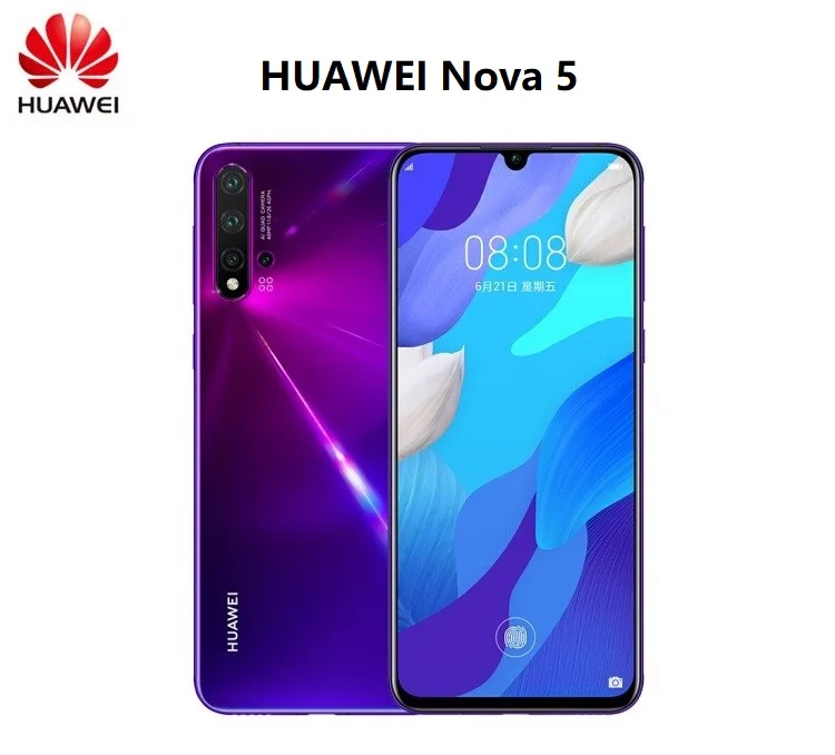 

in stock Original HuaWei Nova 5 6.39 inch Mobile Phone 8G RAM 128 ROM Kirin 810 Octa Core Bluetooth 5.0 Android 9.0 OLED screen