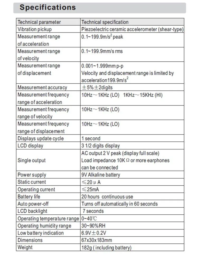 Профессиональный цифровой Виброметр 0,1~ 199,9 м/с ЖК-дисплей Электронный виброанализатор частоты тестер Ручной Виброметр+ коробка