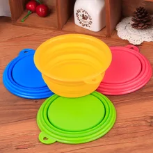5pcs/lot 13cm Environmental Silica Gel Round Foldable Food Bowls For Small Dog little Cat Pets Supplies Color Send At Random