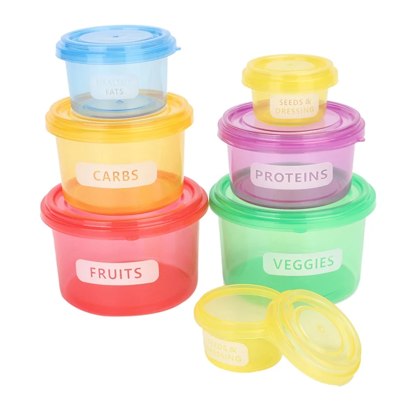 Newest 7pcs/set Perfect Portions Cute Tableware Control Containers Food