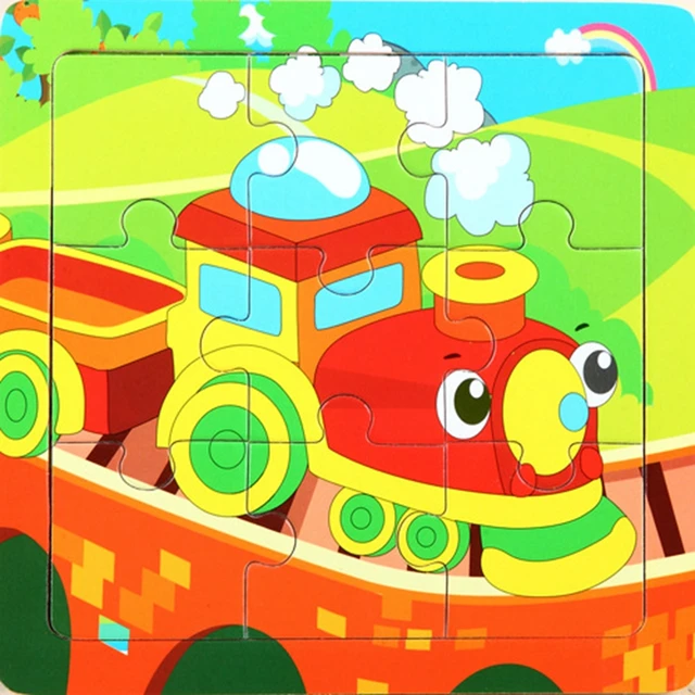 2018 New MP356 Sale Wooden Puzzle Cute Cartoon train Toys For children Wood Puzzles Intelligence