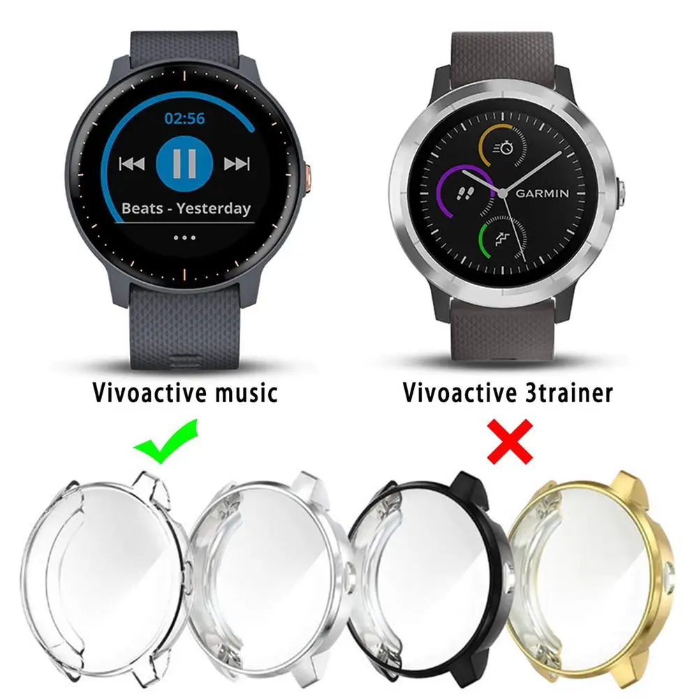 

Waterproof Dustproof Smart Watch Protector Case Soft TPU Plated Protector Rugged Cover Bumper For Garmin Vivoactive 3 Music