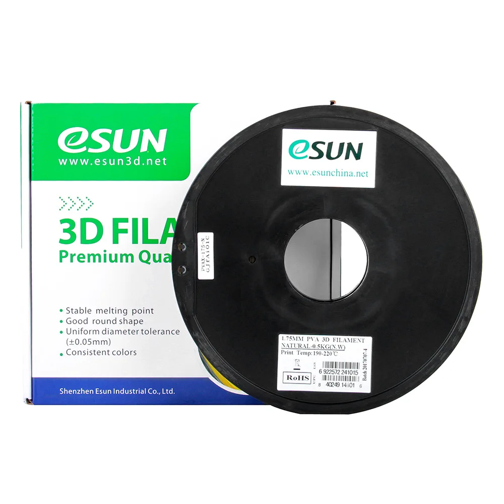 

Flexible eSUN PVA 1.75mm 3D Printers Filament 0.5kg(1.1lb) Spool Water-soluble Consumables Materials Refills Natural