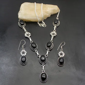 

Hermosa 49% OFF Vintage Black SwanOnyx Silver Color Earrings Necklace Jewelry Sets Women Gifts Free Shipping HP170