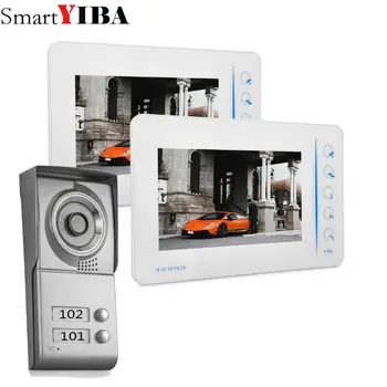 

SmartYIBA 2 Unit Apartment Video Intercom New Wired 7 inch Video Door Phone Intercom Entry System 2 Monitor Apartment intercom