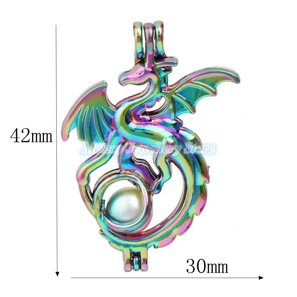 1 шт. Радужный цвет Дракон лента лапа Единорог карета оболочки жемчужная клетка кулон эфирное масло диффузор медальон для устриц жемчуг