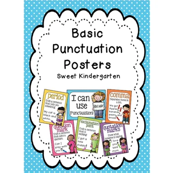 

6Pcs English Basic Punctuation Posters A4 Plastic Flash Cards Fun Kindergarten Educational Toys For Children Wall Decoration