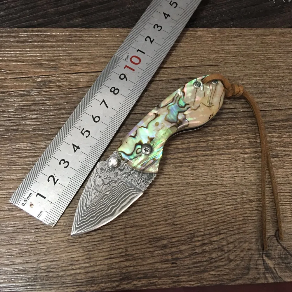 

folding knife cute Handmade mini hunting knife 58HRC shell handle Camping Tactical Survival Knife man gift