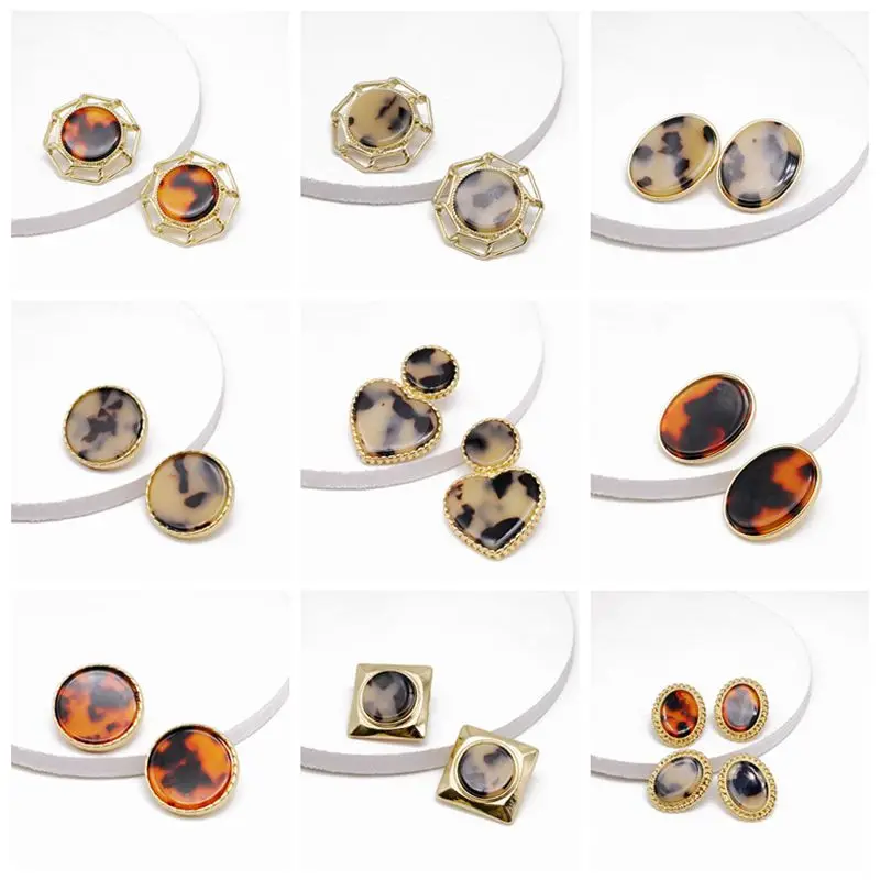 

Free Shipping Leopard-Print Round-Oval-Heart Earring, Acetate Resin Personality