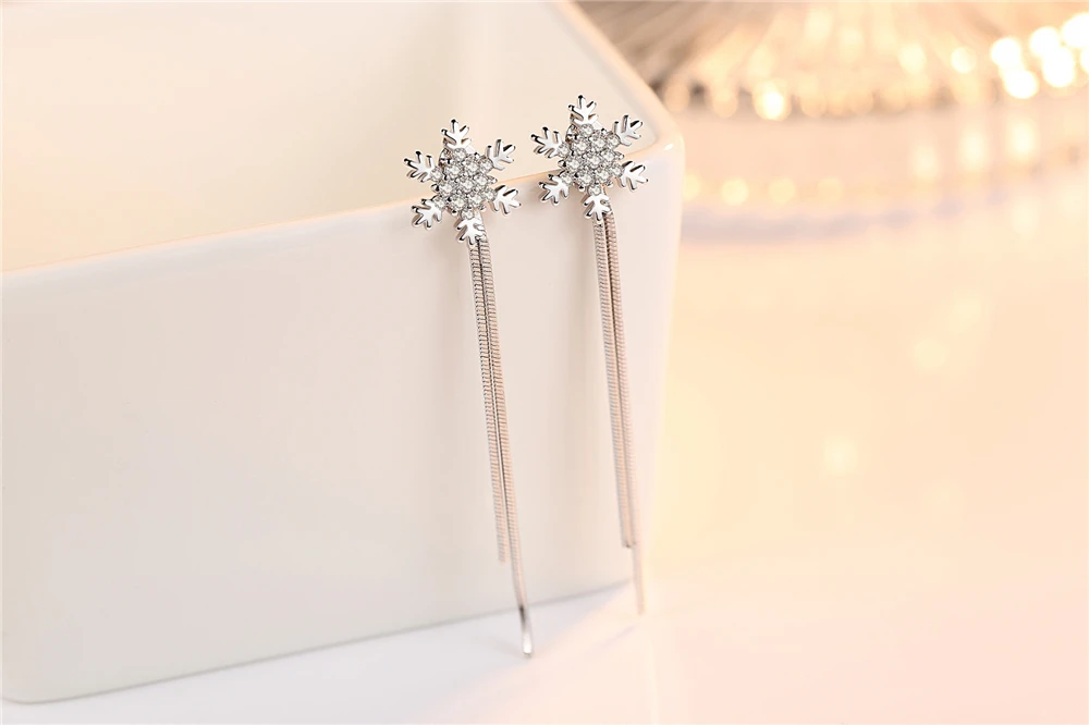 NEHZY Роскошные модные серебряные серьги в виде снежинок Висячие стильные длинные женские висячие серьги брендовые ювелирные изделия