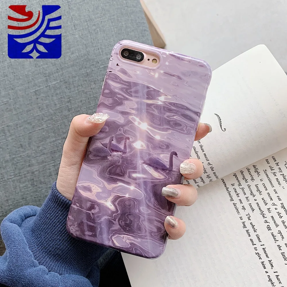 PEIPENG Romantic luxury Lake swan soft shell  For iPhone 7 7Plus 6 6S 6Plus 8 8Plus X XR XS Max Fashion girl TPU Anti-fall Case07
