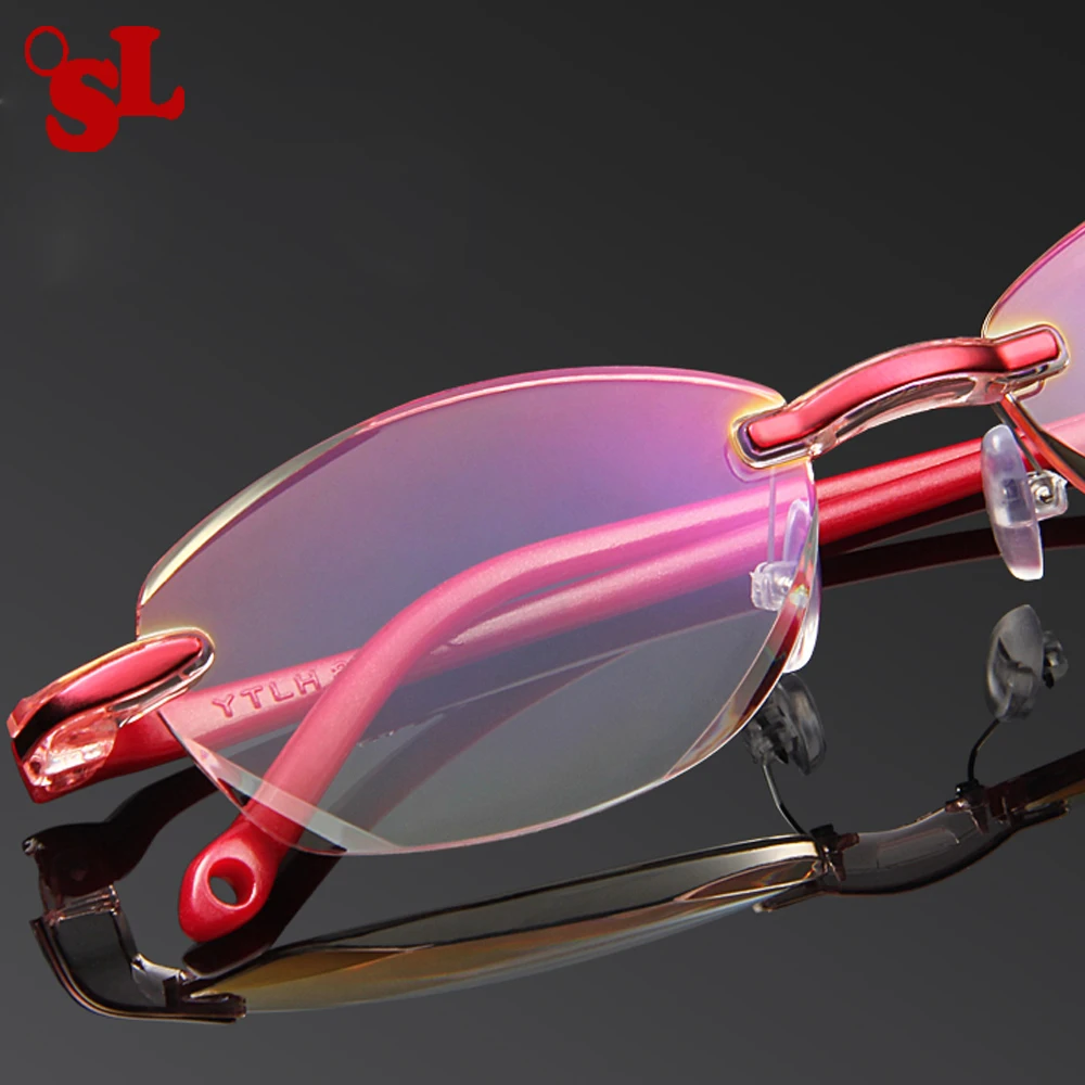 Rimless Presbyopic Reading Glasses Ultra light Flexible TR90 Women