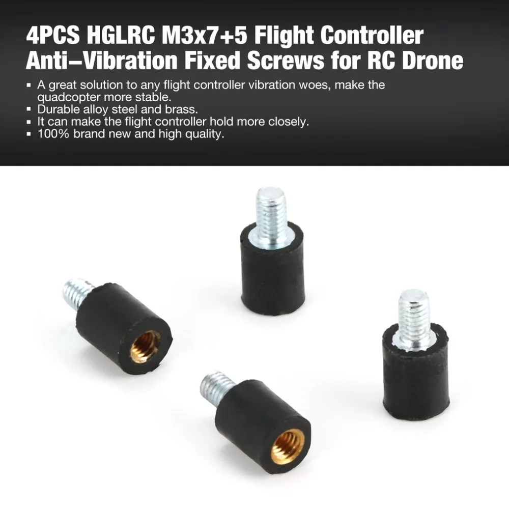 

4pcs HGLRC M3x7 + 5 Flight Controller Anti Vibration Damper Damping Fixed Screws Mount Rubber Pillar for RC Drone Models Parts