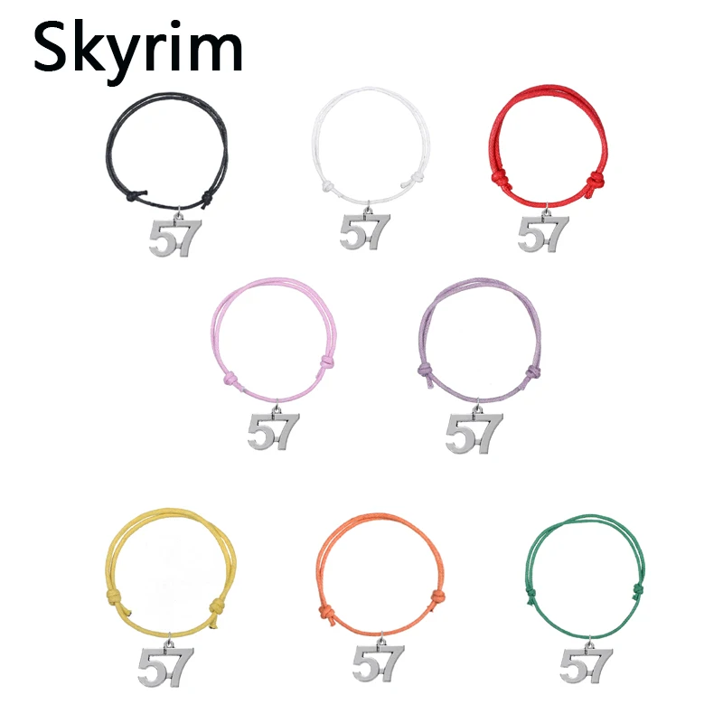 Skyrim 10 шт./лот модная Корейская восковая шнур регулируемые браслеты с 57 цифрами