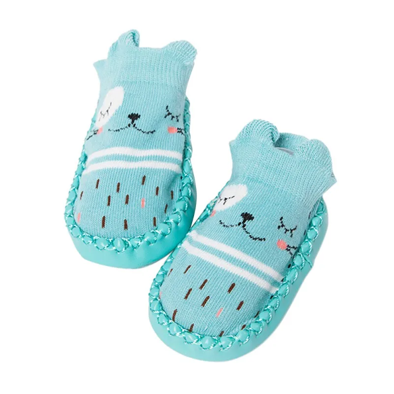 Детские носки с мультяшным рисунком с резиновая подошва Prewalker мягкой подошве Обувь противоскользящие милые newborntoddler носки-Тапочки