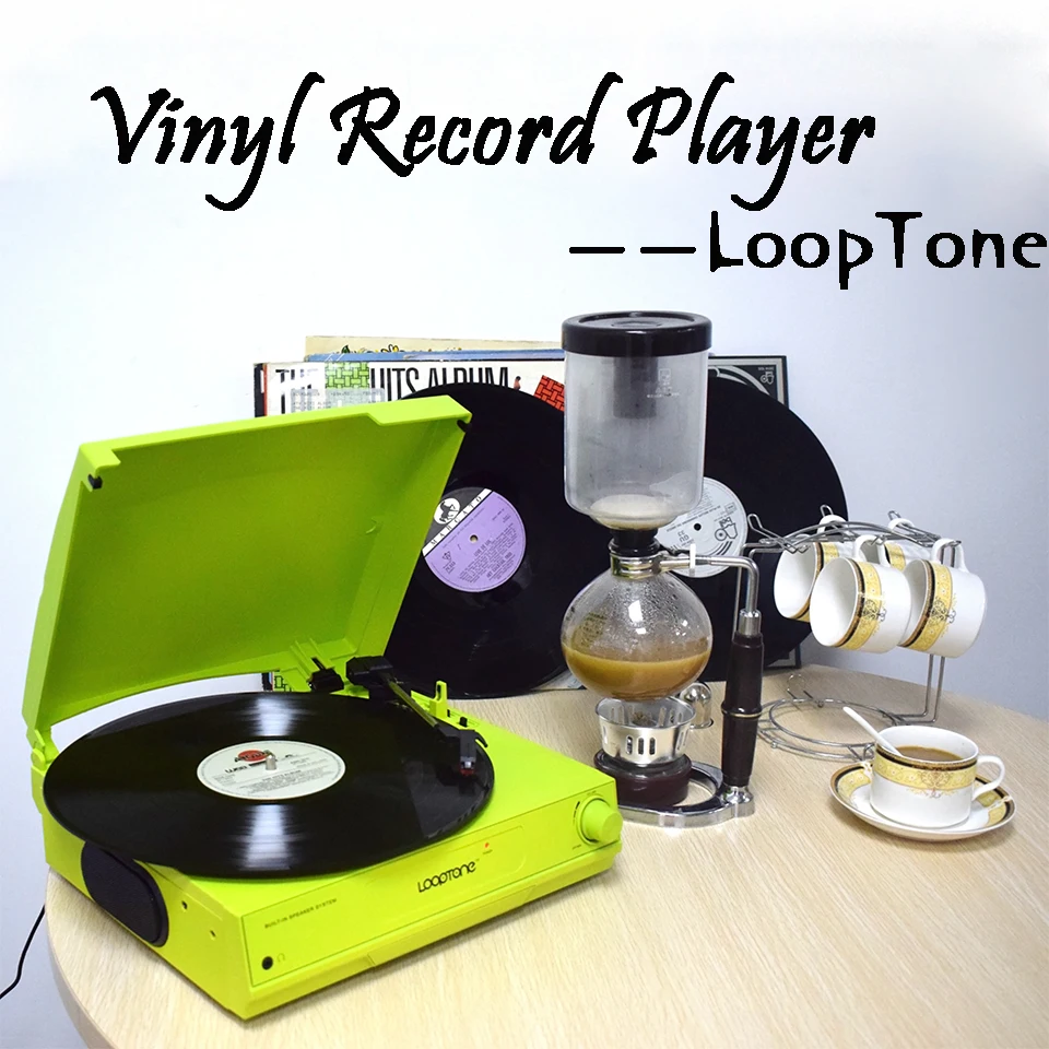 LoopTone 33/45/78 оборотов в минуту, винил LP проигрыватель Проигрыватель диска Встроенный динамик разъем для наушников& RCA линейный выход AC110~ 130& 220~ 240V