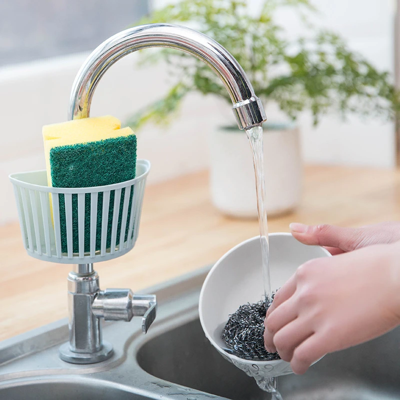 

Kitchen Sink Drain Basket Bathroom Storage Basket Plastic Rack Water Pipe Buckle Type Drain Rack Cleaning Sponge Soap Storage
