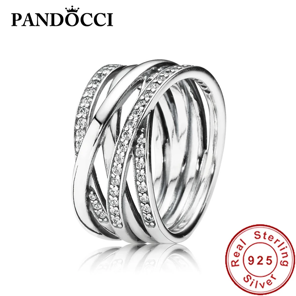 

PANDOCCI 100% 925 Sterling Silver 190919CZ ETERNITY ENTWINED SILVER & ZIRCONIA RING - Ring Original Vintage Jewelry Factory Wh