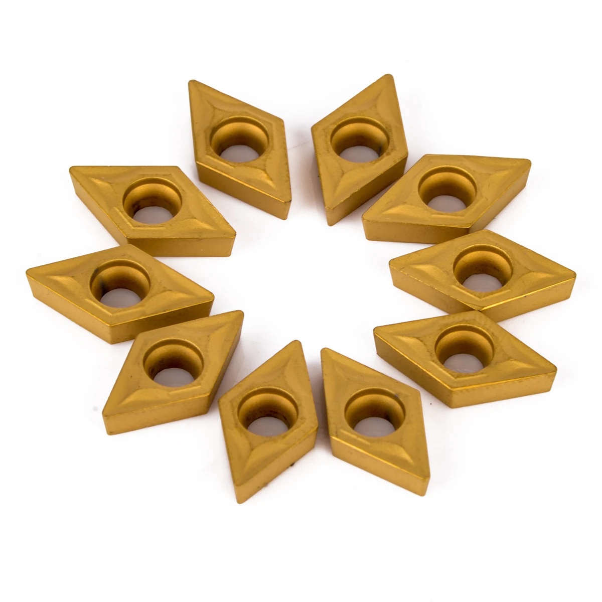 10pcs DCMT070204 YBC251 Blades Gold Carbide Inserts CNC Lathe Cutter for Lathe Turning Tool Boring Bar 7 x 7 x 2mm