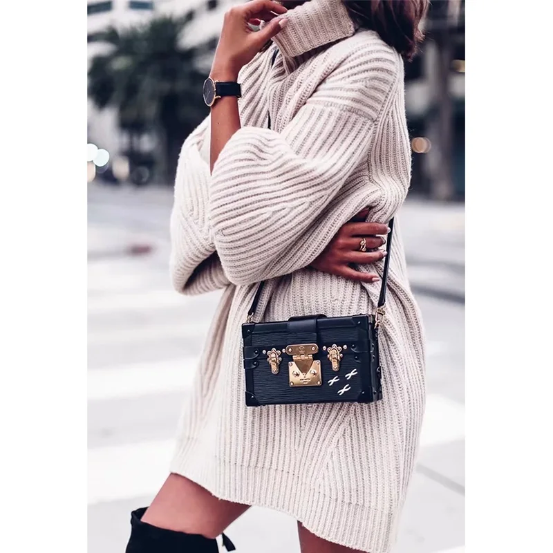 

Ordifree 2019 Autumn Winter Oversized Women Knitted Sweater Pullover Thick Warm Casual Loose Long Turtleneck Sweater Pull Femme