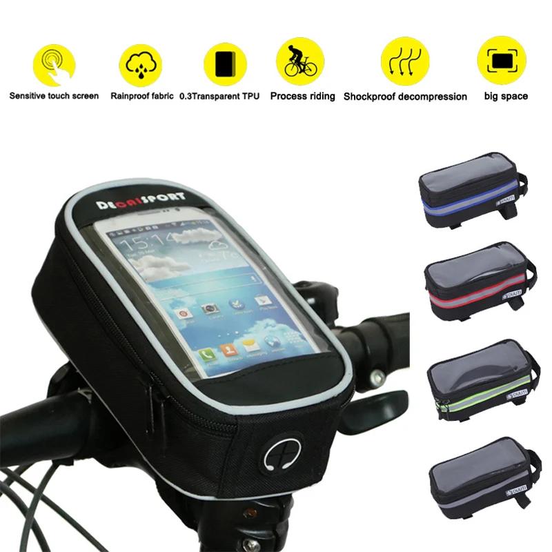 

Bike Bags Touch Phone Navigation Bicycle Bag Waterproof Front Bags Cell Mobile Phone Case 4.7-5.5 Inch Phone Handlebar Bag