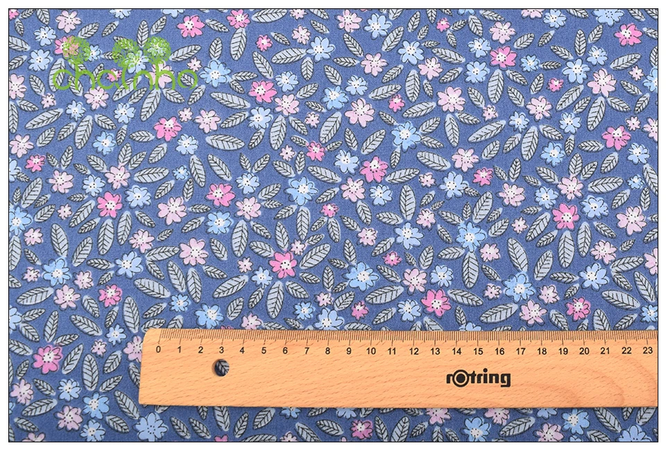 Chainho, темно-синяя Цветочная серия, саржевая хлопковая ткань с принтом, для шитья и стеганого шитья, рукоделие для малышей и детей, материал CC311