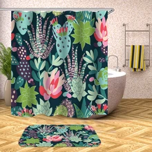OLOEY Цветочные полиэфирные занавески для душа с ковриком 3D принт моющиеся ванная комната Декор экраны для ванной душ Индивидуальные
