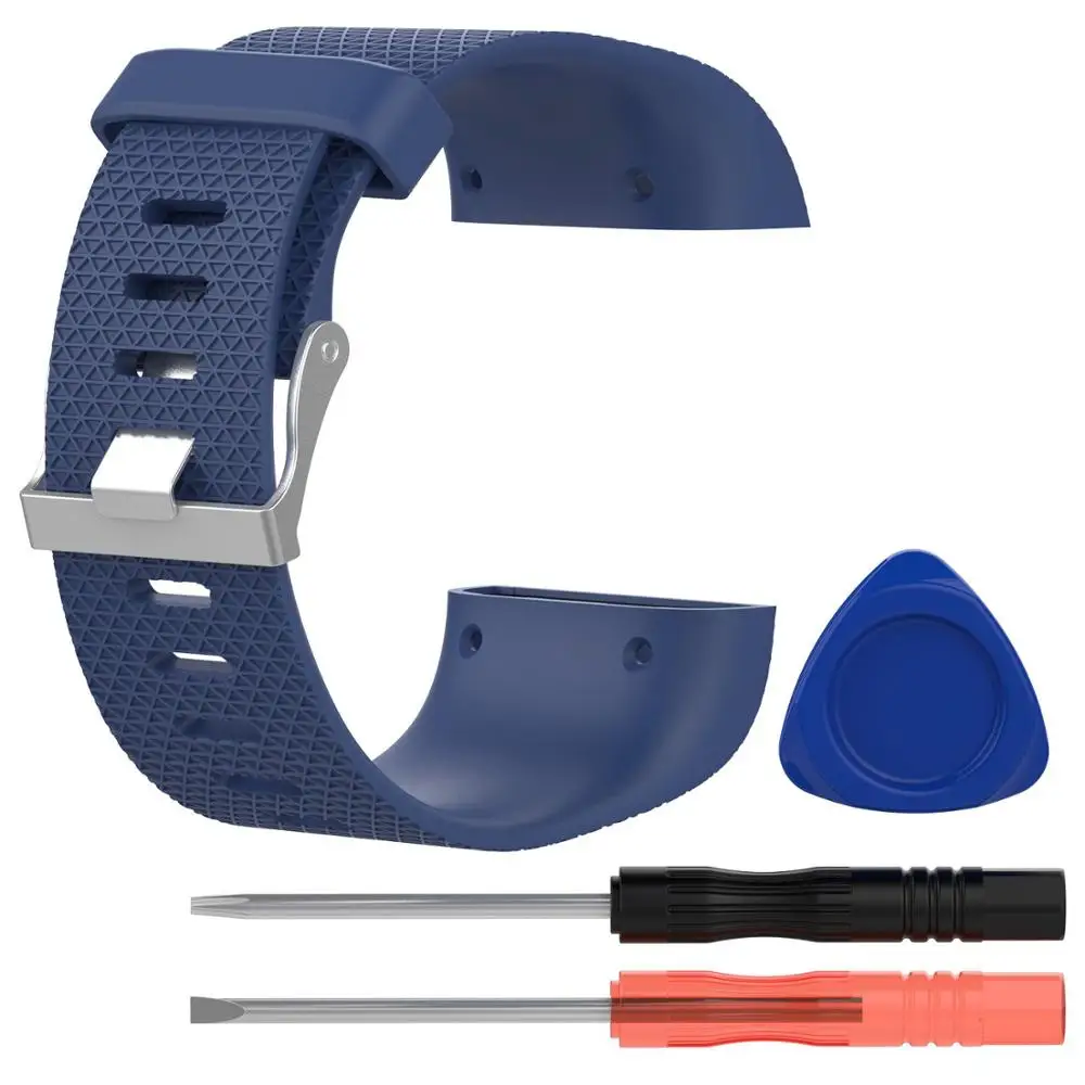 Сменный ремешок для наручных часов силиконовый защитный чехол для Fitbit Surge Watch Band Браслет Смарт-браслеты с отверткой - Цвет: deep blue