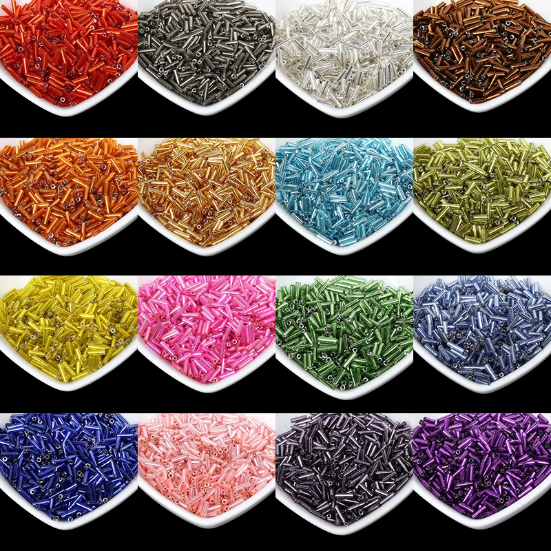 Multi-Color-Silver-Lined-Bugle-Czech-Glass-Seed-Spacer-Beads-1000pcs-lot-Austria-Crystal-Long-Tube