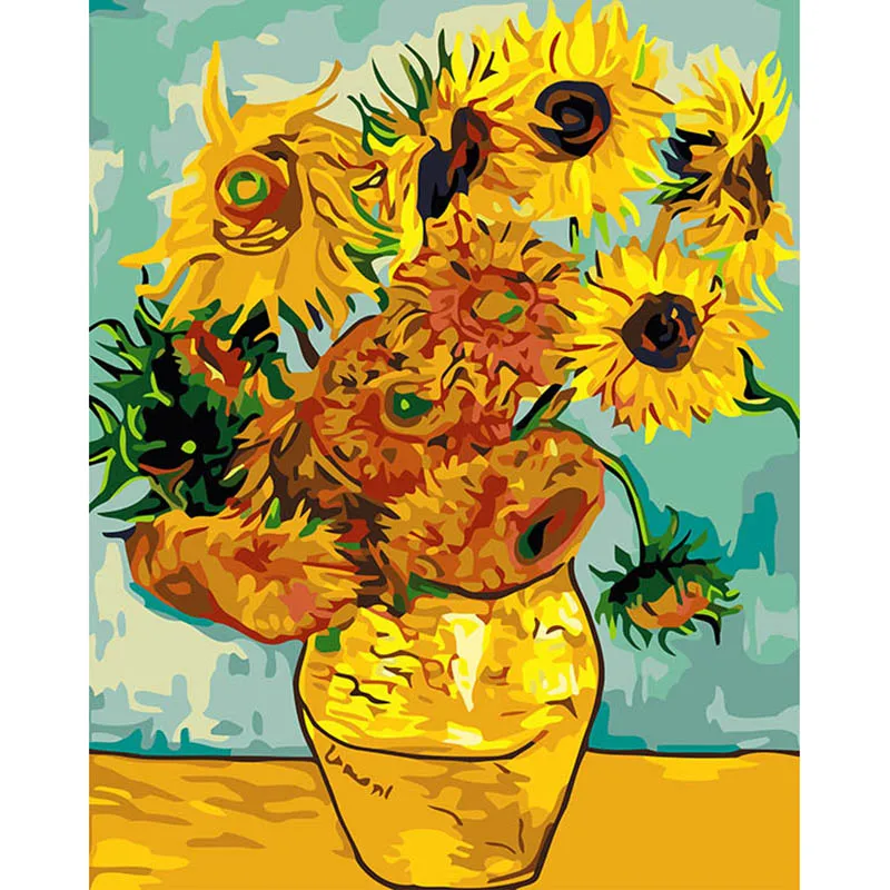 

DIY Wall Pictures Acrylic Oil Coloring Painting By Numbers On Canvas For Unique Gift Home Decor Abstract Van Gogh sunflower