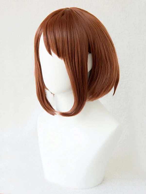 Парик для косплея My Hero Academia Boku no Hiro Akademia Uraraka Ochako короткий коричневый термостойкий