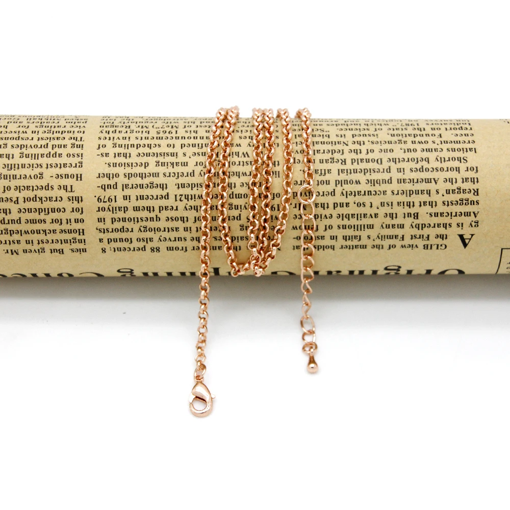 Fashion Rose Gold Color Chain Necklace for Women Men Alloy Link Chain 60 cm Wholesale Chain fit Coin /Snap Pendant LSCRG006 Fashion Rose Gold Color Chain Necklace for Women Men Alloy Link Chain 60 cm Wholesale Chain fit Coin /Snap Pendant LSCRG006