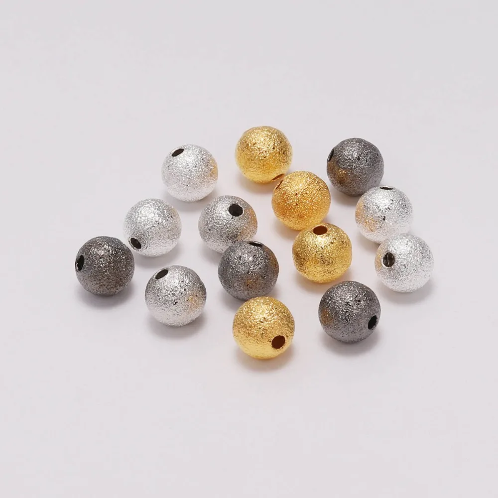 

100pcs/lot 4 6 8 10 12mm Gold Round Frosted Ball End Seed Beads Copper Doreen Beads Spacer Beads For DIY Jewelry Making Findings