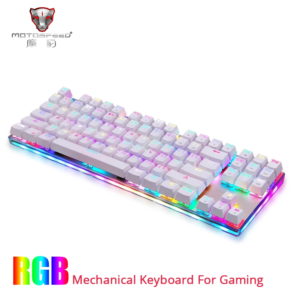 Цена Новый Motospeed K87S USB Проводная Механическая клавиатура синие переключатели геймерская клавиатура с RGB подсветкой 87 клавиш для компьютерных игр